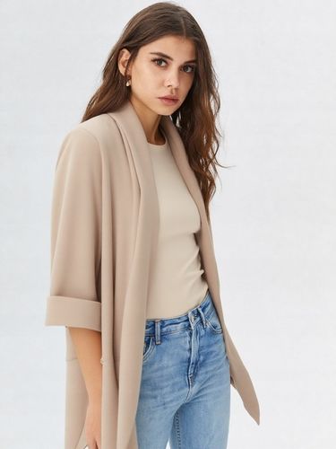 Marynarka damska żakiet NARZUTKA elegancka model MIA damska BEŻOWY na Arena.pl