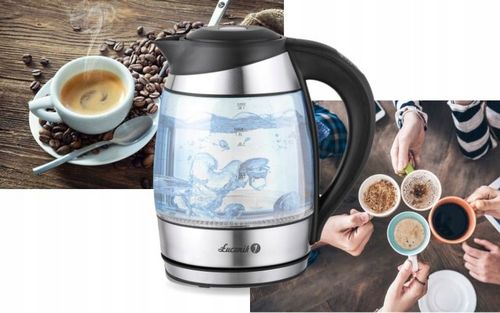 Czajnik elektryczny z regulacją temp. szklany podświetlenie LED 1,8l 2200 W na Arena.pl