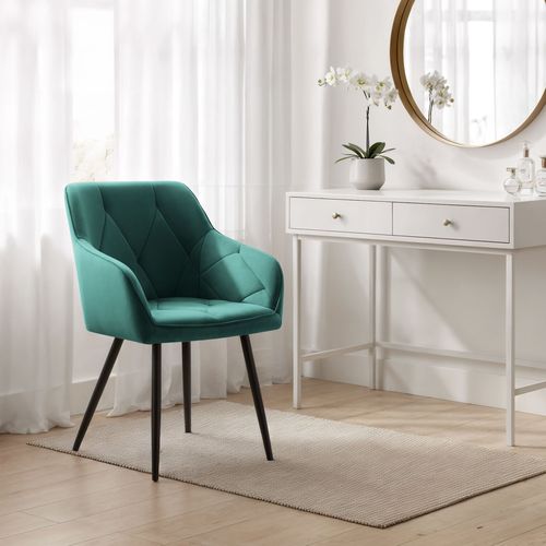 2x Krzesło welurowe tapicerowane do salonu DIAMANTE Butelkowa Zieleń Czarne na Arena.pl