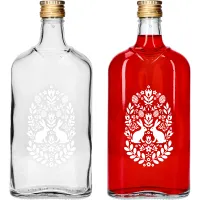 Butelka piersiówka 500 ml ze złotą zakrętką, nadruk wielkanocny 1 szt.