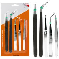 5x pęseta pęsety metalowe precyzyjne antypoślizgowe narzędzia zestaw 5szt