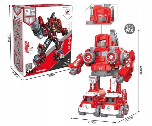 5w1 AUTO ROBOT DO SKŁADANIA ŚWIECĄCY DŻWIĘKI DLA DZIECI KOPARKA DŻWIG na Arena.pl