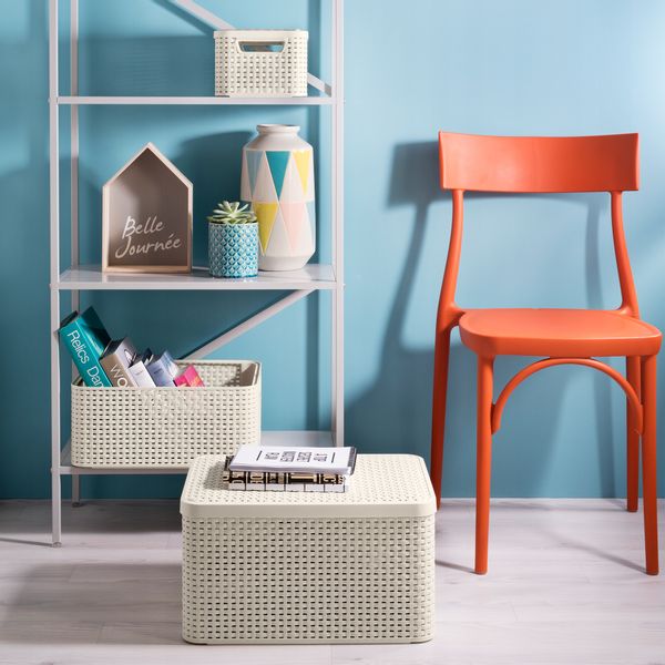 Curver Koszyk Pudełko Z Pokrywką Pojemnik Kremowy zdjęcie 2