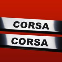 Listwa progowa OPEL CORSA D Stal nierdzewna 304 połysk z czarnymi literami