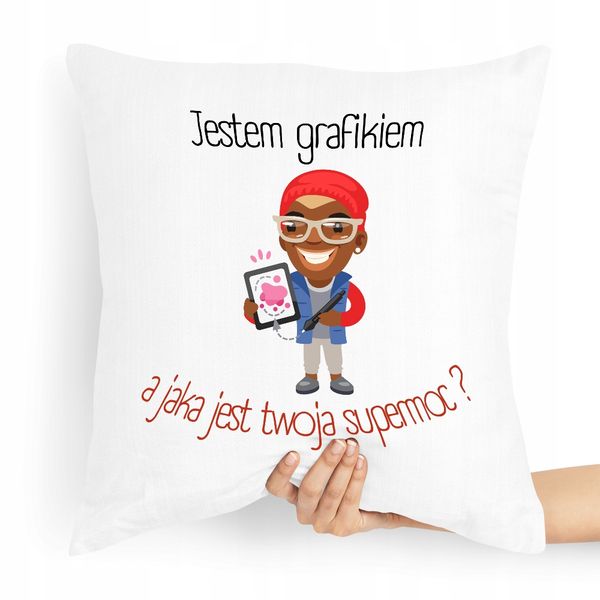 Poduszka Dla Grafika A Jaka Jest Twoja Supermoc? Z Nadrukiem Ze Zdjęciem zdjęcie 1