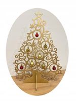 Ozdoba świąteczna CHOINKA Z BOMBKAMI złota BOŻE NARODZENIE święta 35x50 cz