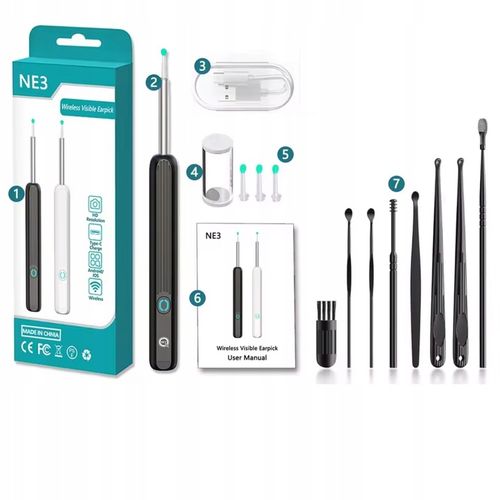 SMART OTOSKOP KAMERA CZYSZCZENIE USZU WOSK WIFI HD APLIKACJA ENDOSKOP na Arena.pl