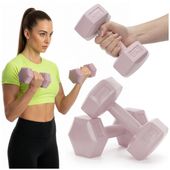 Ciężarki 2x2kg hexagonalne do ćwiczeń fitness hantle zestaw 2 szt. różowe