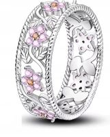 MD solidny pierścionek kwiaty kamienie 18 | S925