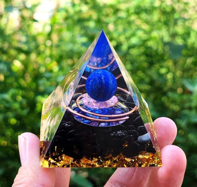 Piramida ORGONIT +LED Lampka PODSTAWA 5cm KRYSZTAŁ KAMIENIE AMULET 5cm HX07 zdjęcie 4