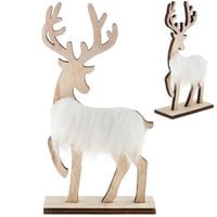 tg68651-1 renifer drewniany z futerkiem figurka dekoracja świąteczna