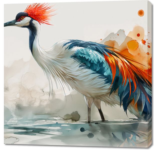 Obraz 100x100cm Żuraw w Akwareli zdjęcie 1