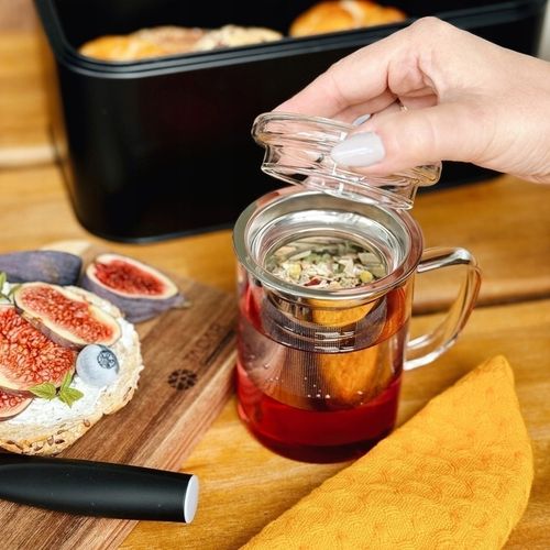 KUBEK z ZAPARZACZEM Nierdzewny z Uchem SZKLANY Konighoffer Cortese 350 ml na Arena.pl