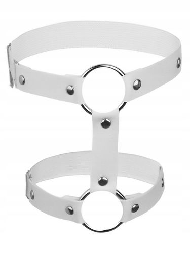 Podwiązka biała garter eko skóra gothic koło na Arena.pl