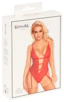kissable body czerwone koronkowe z paskami do pończoch s/m