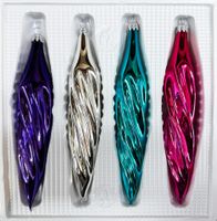 Bombki szklane sople 4 szt Ręcznie zdobione, skręcane. Produkt polski kolor