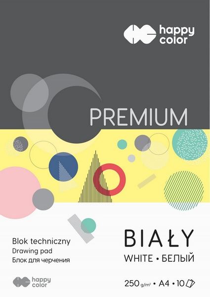 BLOK TECHNICZNY A4 BIAŁY 250G HAPPY COLOR zdjęcie 1