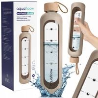 Butelka szklana na wodę motywacyjna z podziałką na siłownie AquaFloow