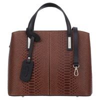 VERA PELLE torebka damska skórzana klasyczna kroko z paskiem V560 brązowa