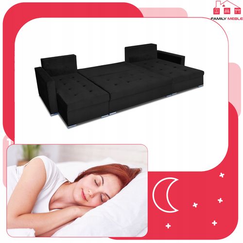 Narożnik Varius BIG rozkładany f spania pojemniki Family meble grafitowy na Arena.pl