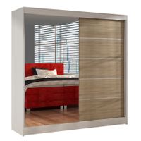 Szafa przesuwna Basti III z lustrem 200cm - garderoba- BIAŁY/SONOMA