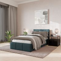 ŁÓŻKO POJEDYNCZE 90x200cm ŁÓŻKO TAPICEROWANE Z POJEMNIKIEM MORSKIE