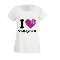 damska Koszulka kibica T-SHIRT I LOVE VOLLEYBALL