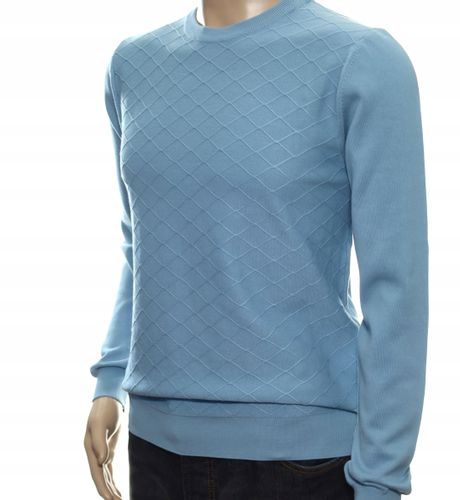 STROKERS klasyczny sweter męski z bawełny ze wzorem  L błękitny na Arena.pl