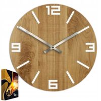 Zegar Ścienny Dębowy Drewniany Kwarcowy Arabic Wood White 40 cm Okrągły