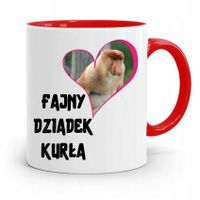 Kubek Czerwony Dla Dziadka Fajny Dziadek Kurła Z Nadrukiem Ze Zdjęciem