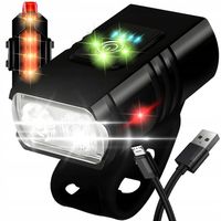 LAMPKA ROWEROWA LED NA ROWER KIEROWNICĘ AKUMULATOROWA MOCNA USB + TYŁ TYLNA