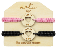 Bransoletki dla pary z grawerem SERCE data imiona NATU