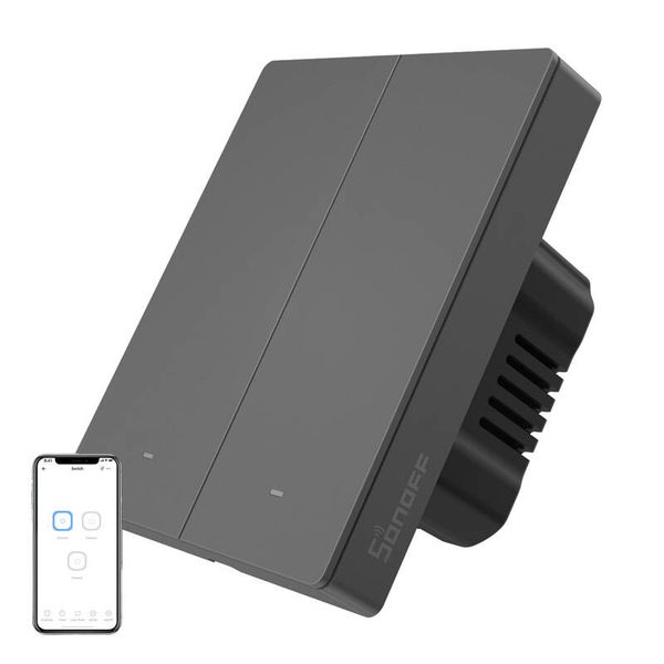 Przełącznik Ścienny WiFi Sonoff M5-2C-80 do Ramki, Grafitowy zdjęcie 1