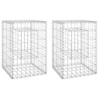 Słupki gabionowe, 2 szt., 40x40x60 cm, żelazo