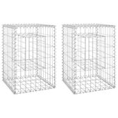 Słupki gabionowe, 2 szt., 40x40x60 cm, żelazo