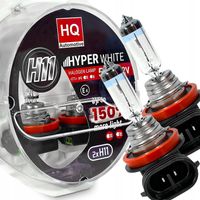 Żarówki H11 HQ +150% Więcej Światła Hyper White 55W 12V HOMOLOGACJA E4 BIAŁ