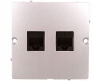 Simon Basic Gniazdo komputerowe podwójne RJ45 5e srebrny mat BMF52.02/43