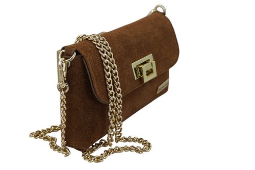 Zamszowa kopertówka na łańcuszku Barberinis - Brązowa na Arena.pl