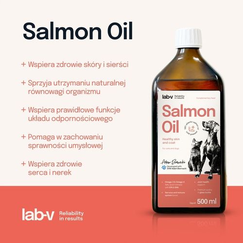 Lab-v Salmon Oil Olej z łososia 100% dla psa i kota 500 ml + pompka na Arena.pl