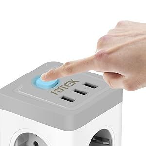 LISTWA ANTYPRZEPIĘCIOWA KOSTKA OCHRONNA 7w1 !! 4 GNIAZDKA + 3 USB JAKOŚĆ !! zdjęcie 5