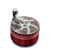 Czerwony Młynek Metalowy do Tytoniu z Korbką 3 Częściowy Grinder Crusher