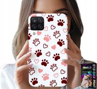 ETUI DO SAMSUNG A12 / M12 - PSIE ŁAPKI NA BIAŁYM TLE, PIES, KOT, MIŚ