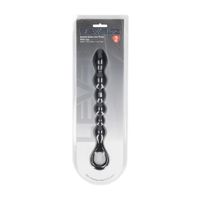 beaded snake silicone anal probe with loop - black