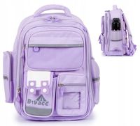 Pojemny plecak tornister szkolny Wielokomorowy Odblaski fioletowy Bivacc