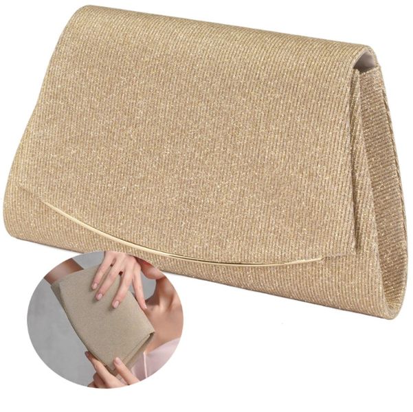 Złota Torebka Wieczorowa Kopertówka Wizytowa Mała Łańcuszek Elegancka zdjęcie 2