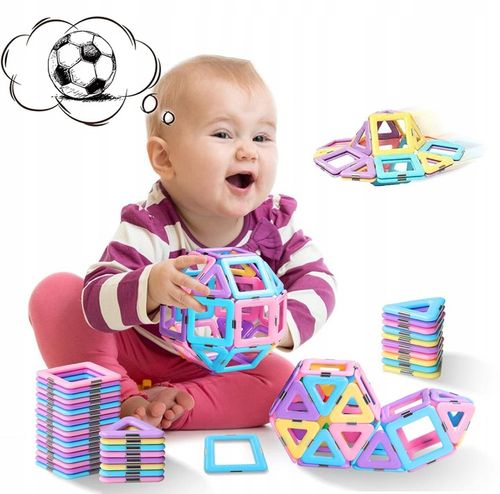 MAGNETYCZNE KLOCKI KONSTRUKCYJNE, 40 KLOCKÓW MAGNETYCZNYCH DLA DZIECI na Arena.pl