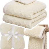 MIĘKKI GRUBY KOC NARZUTA NA ŁÓŻKO KOŁDRA CIEPŁA PUSZYSTA BARANEK 160X220 CM