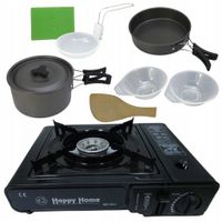 KUCHENKA TURYSTYCZNA GAZOWA ZESTAW NACZYŃ 8el PIKNIK KAMPING PLENER