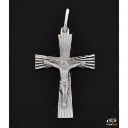 SREBRNY KRZYŻYK Z JEZUSEM DIAMENTOWANY PRÓBA SREBRA 925 + GRAWER GRATIS! zdjęcie 3