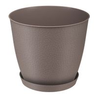 Doniczka z podstawką PELLA 17,5 cm taupe tworzywo sztuczne pojemność 2,5l